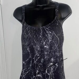 Hibelle Womens Scoop Neck Cute Racerback Yoga Workout X- Large Black W/White